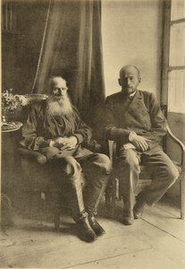 ロシアの作家レオトルストイと息子のレオ、1899年 作： Sophia Andreevna Tolstaya