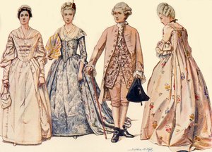 ジョージ2世の統治時代の服1750〜1760年、1903年、1937年。 作： Sophie B. Steel