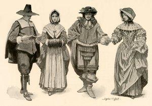 1620〜1670年、1903年、1937年の時代の衣類。 作： Sophie B. Steel