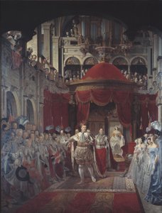 1840 年 6 月 28 日のフレデリクスボー宮殿教会でのクリスチャン 8 世とキャロライン アマリーの油注ぎ 作： Sophus Schack