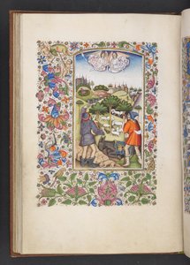 「Book of Hours」から MS 50004 f.32v Annunciation を Shepherds に追加 (ベラムにインク、カラー、ゴールド) 作： Spanish School