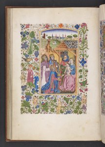 MS 50004 f.37v Aderation of the Magi を「Book of Hours」から追加 (ベラムにインク、カラー、ゴールド) 作： Spanish School