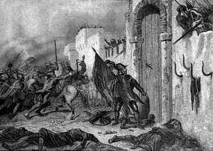 スペインのカルロス5世（1500-58）の北アフリカでの軍隊、1535年頃（エングレーヴィング） 作： Spanish School