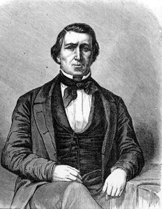 ブリガム・ヤング（1801～77）モルモン教会第2代会長、ユタ州ソルトレイクシティ創設者、マドリードで出版された「La Vuelta al Mundo」より 作： Spanish School