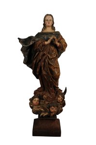 無原罪の御宿りの聖母」木彫像、スペイン、1750年頃（木材 作： Spanish School