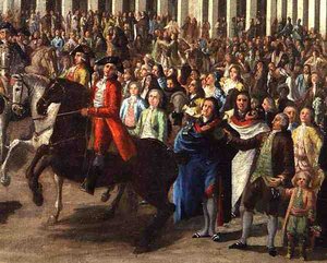 カルロス 3 世 (1685-1740) マヨール広場からマドリッドに入る 作： Spanish School