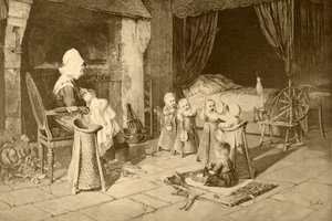 「アルバムアルティスティコ」のハーグによる絵画の後、村の子供たちの家は1890年頃に出版されました