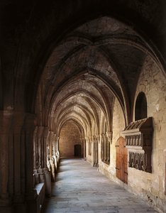 スペイン、ヴィンボディ、ポブレ修道院の騎士団の回廊 作： Spanish School