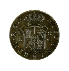 シャルル4世（1748-1819）の時代にセビリアで鋳造されたカスティーリャの通貨、8スペインレアルのコイン。 作： Spanish School
