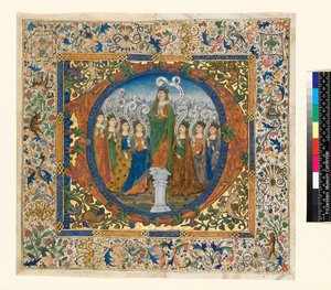 聖歌隊の詩篇から、歴史的イニシャルと縁取りのコラージュ、1482-1492年頃（羊皮紙） 作： Spanish School