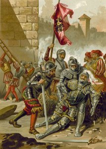 1527年、ローマのサックでのブルボン公チャールズ3世の死 作： Spanish School