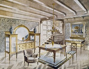 居間のデザイン 1900年頃 スペイン 20世紀 作： Spanish School