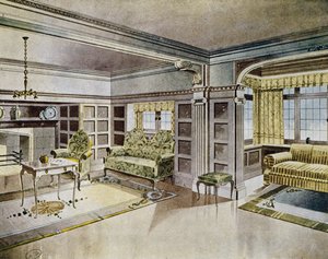居間のデザイン 1900年頃 スペイン 20世紀 作： Spanish School