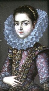 女性の肖像（トランプに油絵 作： Spanish School