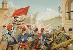 共和党の志願兵と兵士の間の戦い、サリア、バルセロナ、1874