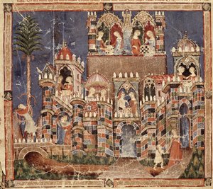 Fol.13vコーデックスベニートサンタモーラのトロイの木馬のゲームとエンターテイメント
