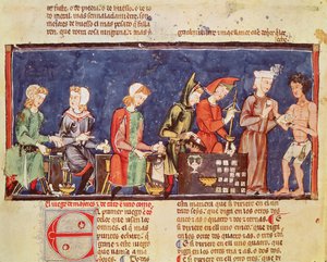 Fol.65v Dice Makers、Book of Games、Chess、Dice and Boards、1282より