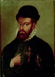 フランシスコ・ピサロ (1478-1541) スペインの征服者 (パネルに油彩)
