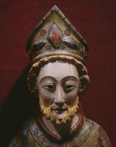 13世紀後半〜14世紀初頭の聖ペテロの首長（塗装と金色の木材）