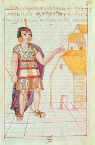 Codice Murua（vellum）として知られる「ペルーのインカ王の功績、習慣、衣装、政府の道の歴史と王室の系譜」のイラスト 作： Spanish School
