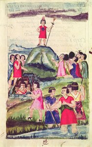 Codice Muruaとして知られる「ペルーのインカ王の歴史と王室の系譜、習慣、衣装、政府の作法」からのマンコキャパックのイラスト 作： Spanish School