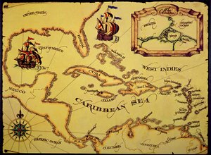 スペイン主要部の地図（カラーリトグラフ 作： Spanish School
