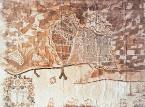 バルセロナ市の地図、1697年 作： Spanish School