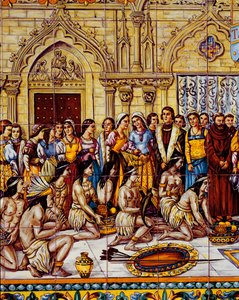 ネイティブアメリカンは1492年にコロンブスの従者をスペインに連れてきました（セラミック）