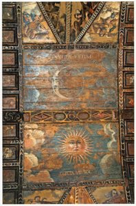 As Ermidas、ガリシア、スペインでの仙人の聖母の聖域の塗られた天井。 17世紀 作： Spanish School