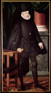 スペイン王フィリップ2世の肖像 (1527-1598) スペイン派の絵画。16世紀 マドリード、プラド美術館 作： Spanish School