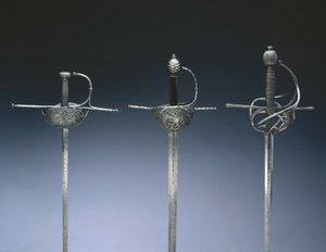 1650年頃のレイピア（スチール、レザー、ウッド 作： Spanish School
