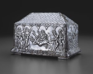 聖人エイドリアンとナタリアの聖骨箱、1150年頃（シルバーとオークの芯） 作： Spanish School