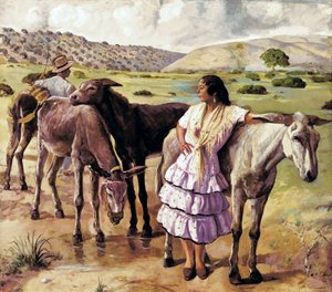 プエルト・レアルとヘレス・デ・ラ・フロンテーラ（スペイン）の間にあるフェアのリターン。匿名の絵画。油彩・キャンバス、20世紀前半、スペイン美術。カディスの美術館。 作： Spanish School