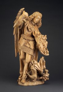 聖ミカエルと悪魔、c.1475-1500（ポプラ） 作： Spanish School