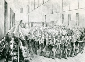 1873年、ニューヨーク州ニューレバノンでのシェーカー会議 作： Spanish School