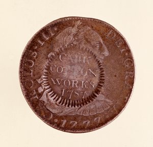 スペインの銀貨（8レアル）：チャールズ3世の時代（1759〜1788年）。1777年、1787年のカウンターマーク付き。直径3.9cm ナポリ、考古学博物館 作： Spanish School