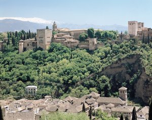 14世紀から16世紀の北東からのアルハンブラ宮殿の眺め 作： Spanish School