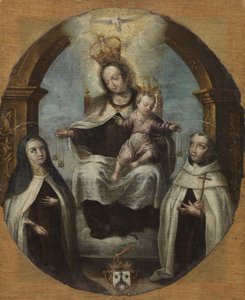 聖クレアと聖ドミニクの間の聖母子1700年頃 作： Spanish School