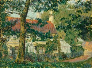 赤い屋根のコテージ、サマセット、1909-10 作： Spencer Frederick Gore