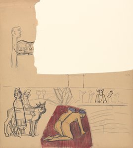 黄金の子牛の洞窟：装飾パネル、崇拝者と子牛のデザイン 作： Spencer Frederick Gore