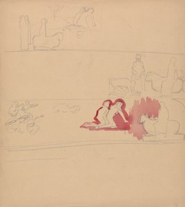 黄金の子牛の洞窟：崇拝者と子牛 作： Spencer Frederick Gore