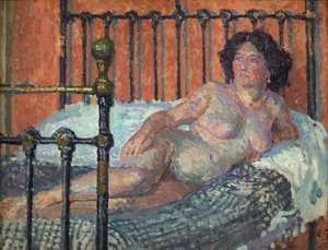 ベッドの上のヌード」1910年頃（油彩・キャンバス