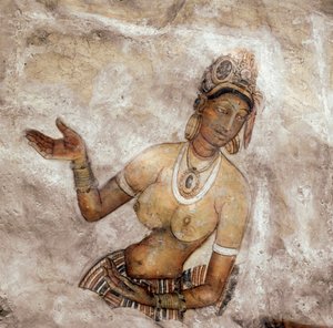 メイドの眺め（獅子岩のフレスコ画、5世紀 作： Sri Lankan School