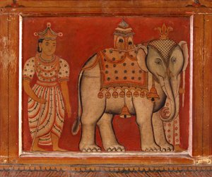 デヒワラ、スブダラマ寺院の象の壁画（壁画） 作： Sri Lankan School