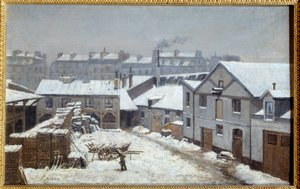 Les faubourgs de Paris sous la neige スタニスラス・ルピーヌ(1835-1892)の絵画 19世紀 日。0.26x0.43 m ルーアン、ミュゼ・デ・ボザール 作： Stanislas Victor Edouard Lepine
