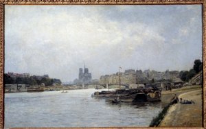 アウステルリッツの橋から見たシテ島とサン・ルイ島 絵画 スタニスラス・ルピーヌ（1835-1892） 19世紀 日0,83x0,51 m パリ、カルナヴァレ美術館