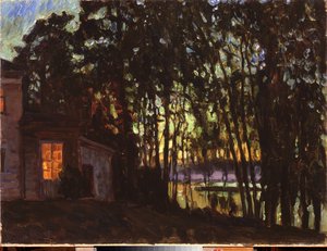 7月の夜。 スタニスラフ・ユリアノビッチ・ジュコフスキー（ジュコフスキー）（1873-1944）による絵画、キャンバスに油彩 作： Stanislav Joulianovitch Joukovski