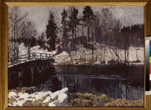 春。 スタニスラフ・ユリアノビッチ・ジュコフスキー（ジュコフスキー）（1873-1944）による絵画、キャンバスに油彩。 ロシア美術、20 世紀初頭、アール ヌーボー、モダニズム。 国立カレリア共和国美術館、ペトロザヴォーツク (ロシア)。 作： Stanislav Joulianovitch Joukovski