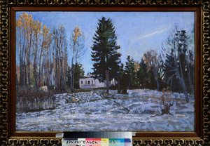 古い田舎の不動産。 スタニスラフ・ユリアノビッチ・ジュコフスキー（ジュコフスキー）（1873-1944）による絵画、キャンバスに油彩 作： Stanislav Joulianovitch Joukovski