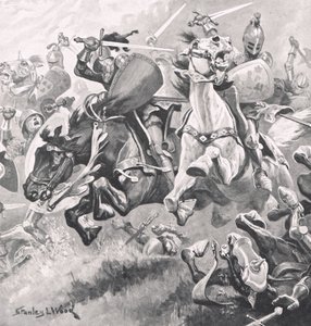 シュルーズベリーの戦い、1403年7月21日、「土地と海でのイギリスの戦い」のイラスト、ロンドン、カッセル発行、1910年